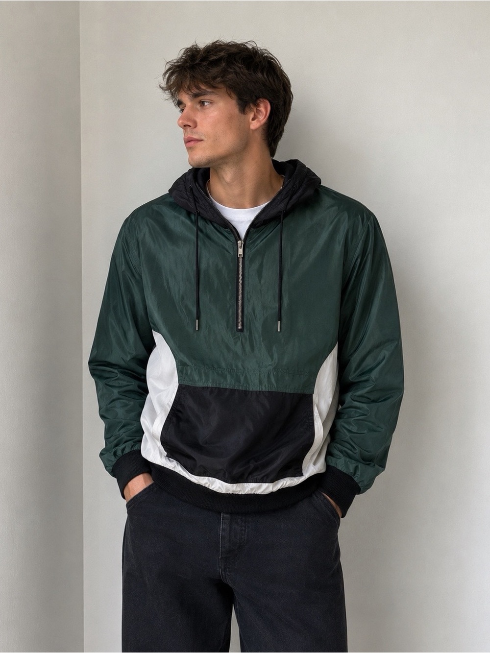 Unisex Colorblock Anorak Pullover Windbreaker Size L